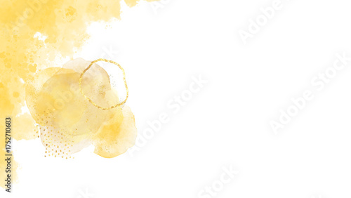 Yellow watercolor texture background with gold elements for graphic design and decoration usage needs exactly