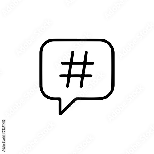 Speech bubble with hashtag outline icon vector