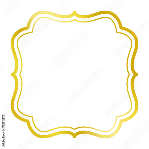 シンプルな二重枠・フレーム（金のグラデーション・角丸）024