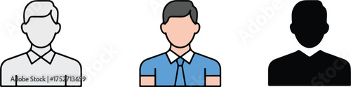 Modern male silhouette icon for user profiles and applications