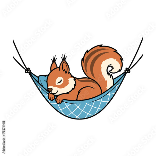Adorable squirrel napping comfortably in a hammock peaceful rest vector