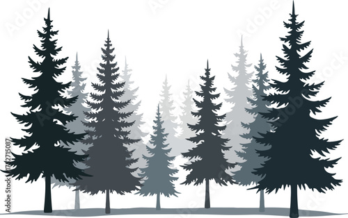 vector silhouettes of trees