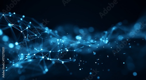 abstract digital background with blue glowing connections and dots on a dark space, an ai technology concept.