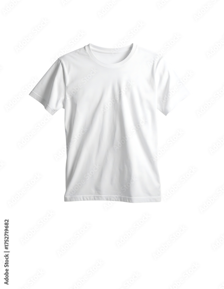 Naklejka premium 宙に浮かぶシンプルな白いTシャツ｜背景なし・透過PNG