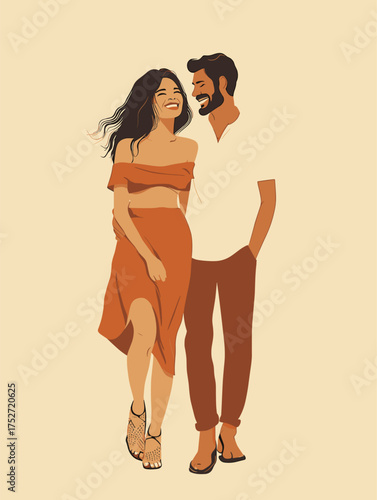 Fashionable Man and Woman Sharing Joyful Moment