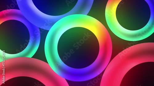Abstract Colorful Rainbow Neon Rings Background