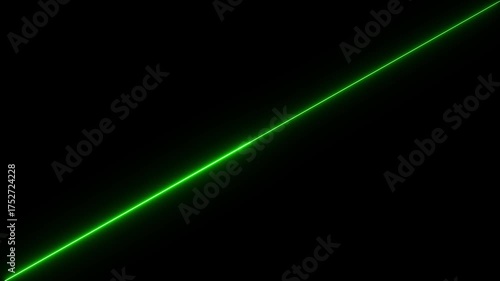 Abstract green neon lights animated on a black background. Glowing neon moving up screen saver, background.