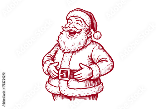 Santa Claus hand drawn simple engraved vector illustration