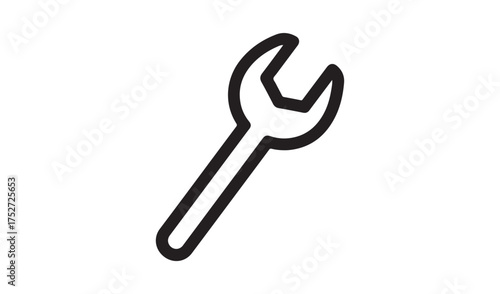 Simple line drawing of an open end wrench on a white background