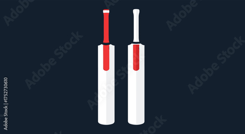 Two stylized cricket bats are positioned side by side on a dark background.