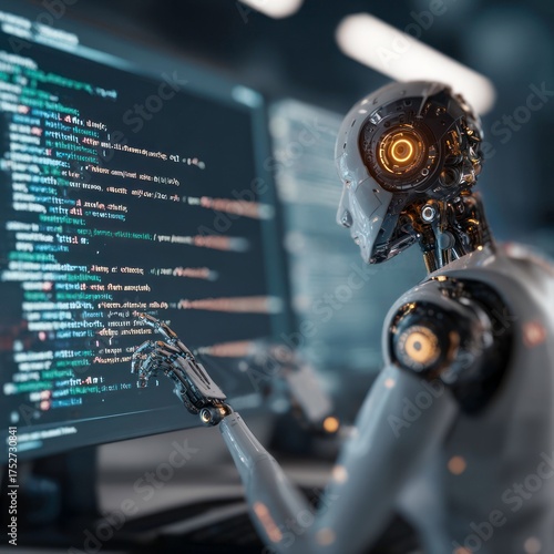 The industrial production of a powerful jet engine is displayed on a high-tech computer screen within a metal factory studio filled with cables and advanced mechanical equipment