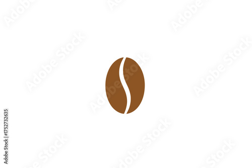 Coffee bean vector icon. Roasted coffee seed logo. Graphic symbol for coffee shop, cafe menu or espresso bar. Simple brown caffeine grain illustration. Isolated design element.