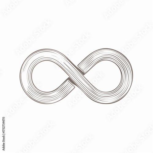 Engraved Infinity Symbol with Parallel Lines and Details.