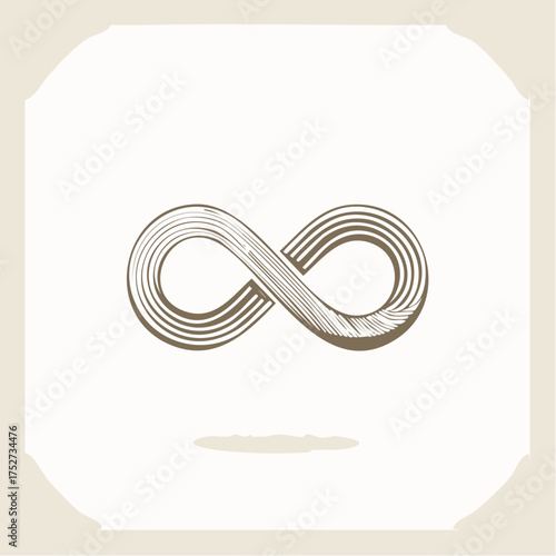 Engraved Infinity Symbol with Parallel Lines and Shadow.