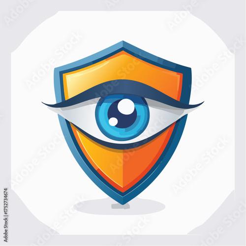 Eye Shield Logo Protecting Vision with Blue and Orange.