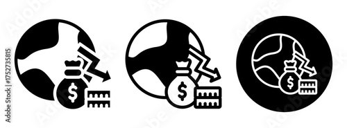 Global Recession Icon Collection Glyph & Mixed Style