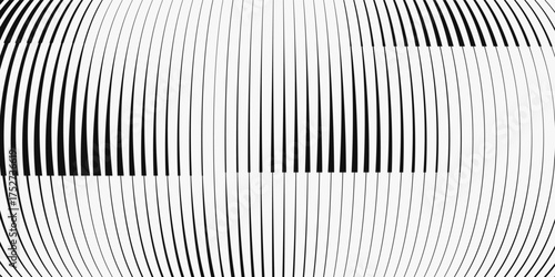 Black line halftone gradient strips. Fading stripe gradation background. Repeating linear pattern backdrop. Parallel lines wallpaper for overlay, print, cover. Vector Doppler effect concept