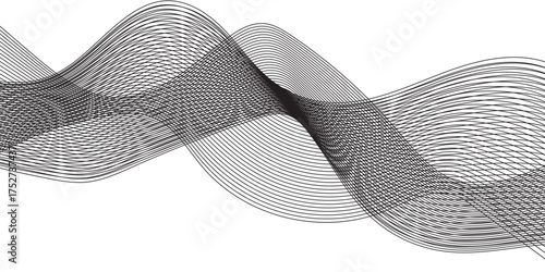 Abstract black wave line in vector business texture. Pattern line blend curve flow futuristic white background. Modern background futuristic energy sound waves technology concept background.	
