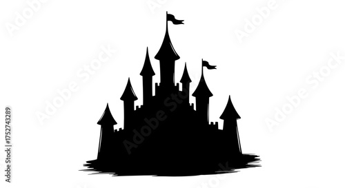 Majestic silhouette castle vector illustration iconic fantasy landmark scalable graphic design