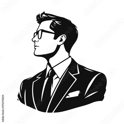 Man icon, businessman avatar vector, office worker icon, hipster face design, graphic male portrait, businessman avatar, office worker, hipster face, male portrait
