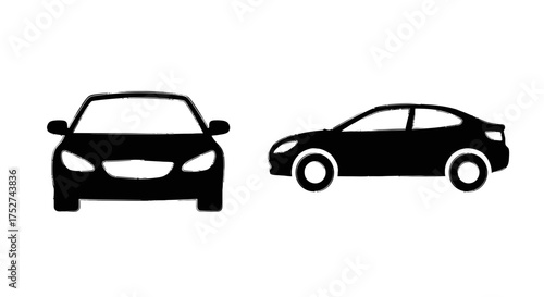 Vector silhouette of a car from front and side views scalable illustration for design