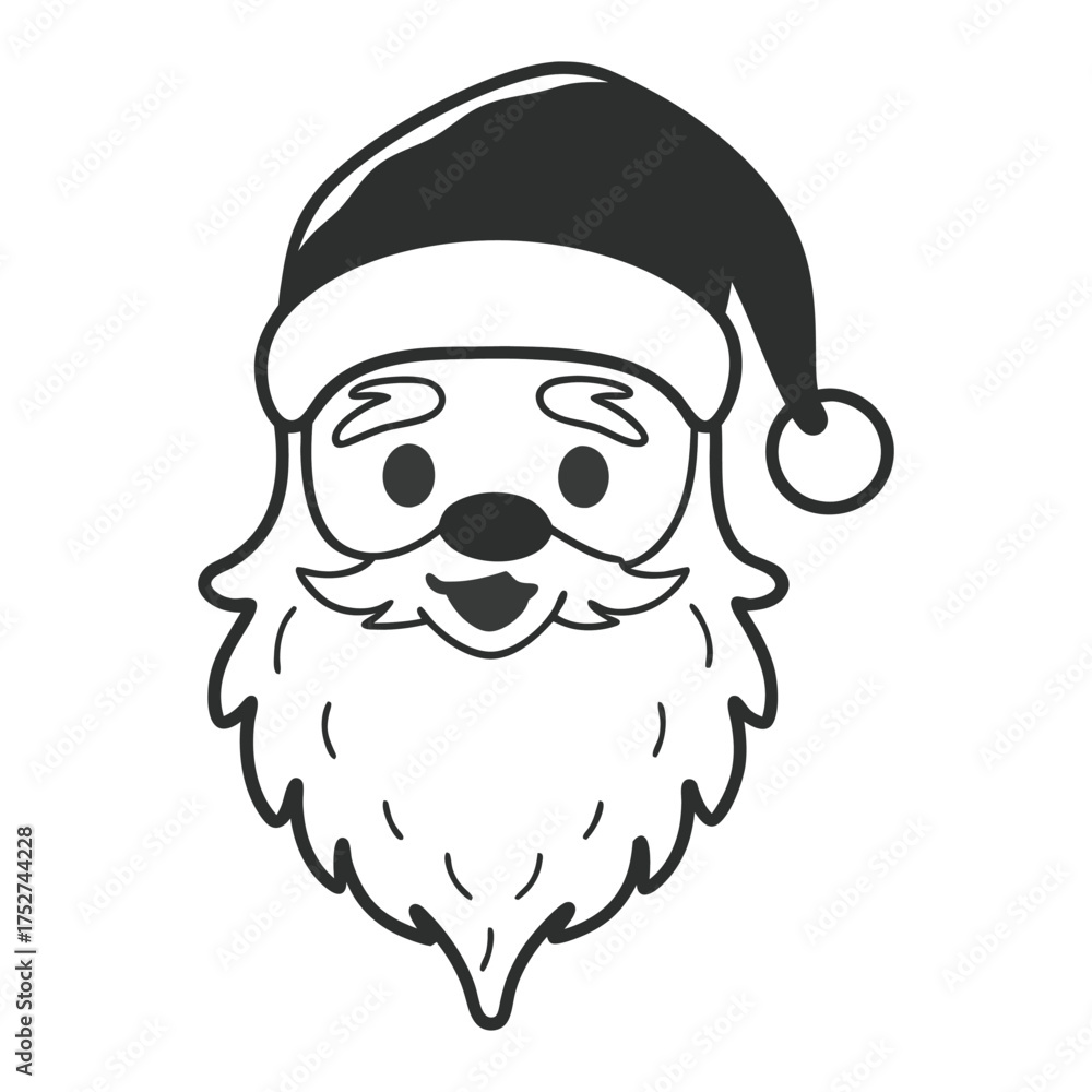 Obraz premium Santa Claus Line Art: An illustration of the beloved Santa Claus, his jolly face framed by a flowing beard and iconic red hat, ready to spread holiday cheer.