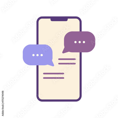 Smartphone Chat and Messaging App Interface with Bubbles