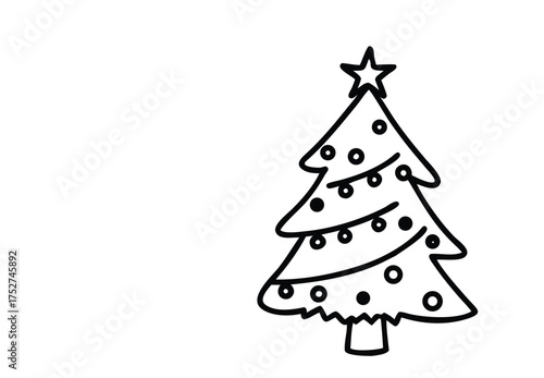 Wallpaper Mural Christmas Tree: A simplistic illustration of a festive Christmas tree, decorated with ornaments, is set against a clean backdrop, embodying the holiday spirit with joy. Torontodigital.ca