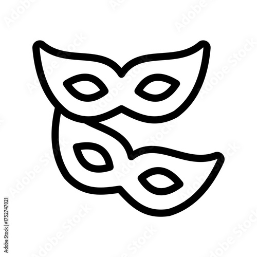 Two Masquerade Masks Icon Carnival & Mardi Gras Outline Vector