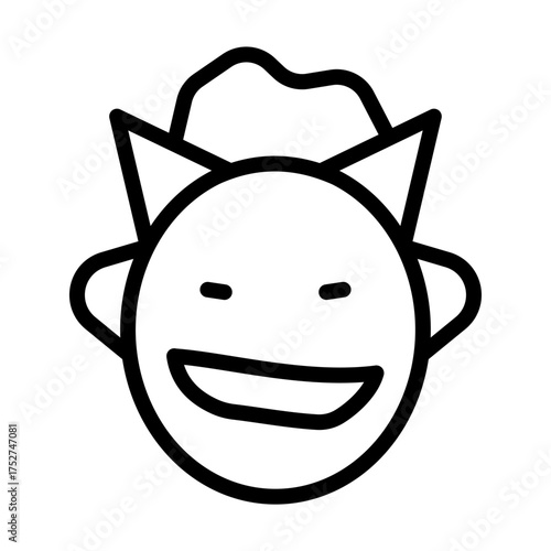 Clown Face Icon Jester Entertainer Outline Vector