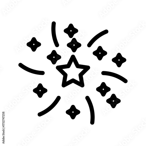 Fireworks Line Icon Minimal Celebration and Festival Symbol for Party, Holiday, and Event Concepts