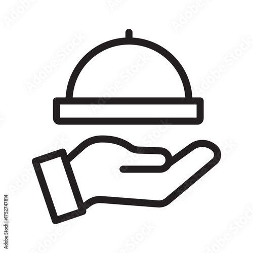 Hand with Serving Cloche Icon Hospitality Service Outline