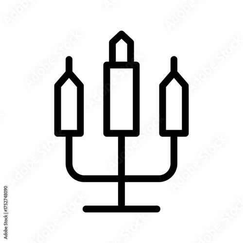 Candelabra with Three Candles Icon Candle Holder Outline Vector