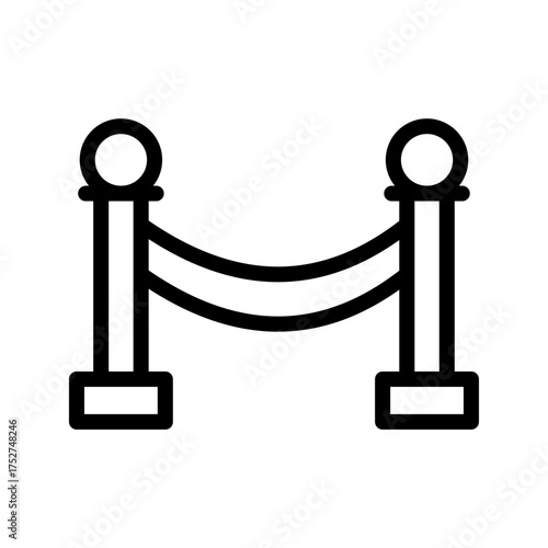  Velvet Rope Barrier Icon  VIP Queue Stanchions Outline Vector