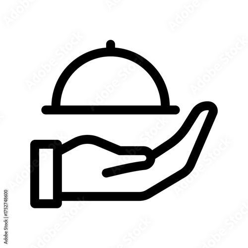  Hand with Serving Cloche Icon Catering & Room Service Outline Vector