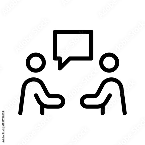 Two People Talking Icon Conversation, Interview & Consultation Outline Vector