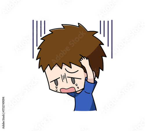 不安で泣き出す男の子のイラスト