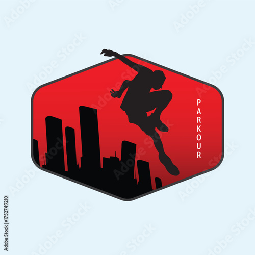 parkour style jumping illustration for logo vector image