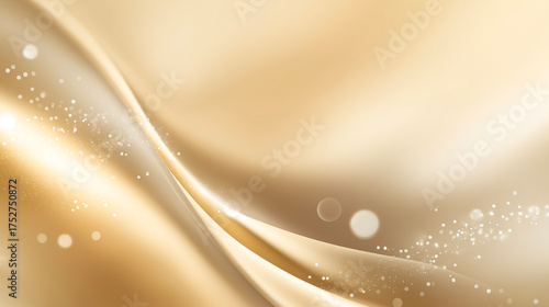 シャンパンゴールドのなめらかな光沢カーブ背景｜美容・ラグジュアリー・高級感 © izzyU