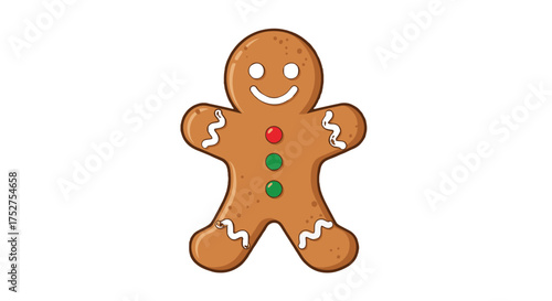 Cute Cartoon Style Gingerbread Man Cookie Decoration Festive Illustration
