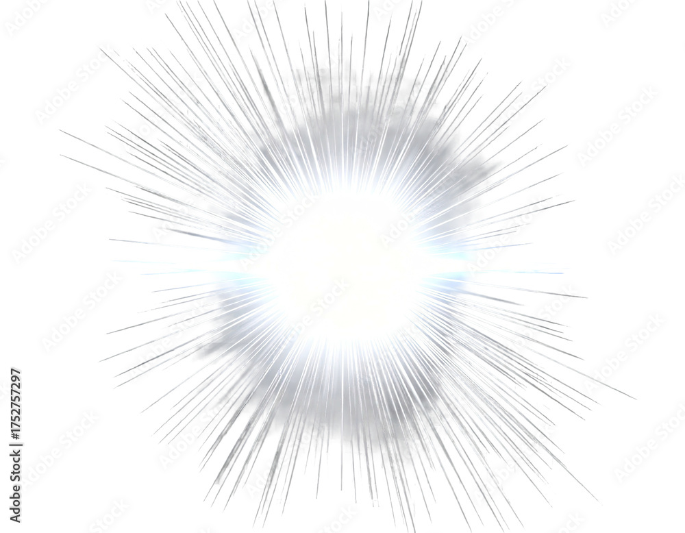 Obraz premium Bright white starburst with thin, sharp rays against a black background