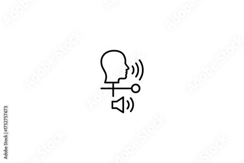 Voice control icon concept. Speech recognition, voice command, and audio input and output. Microphone and speaker symbol for smart assistant technology and user interface design.