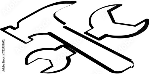 Tools and Service icons set. Wrench, screwdriver and gear icon. Screwdriver and wrench glyph icon. Settings and repair, service sign - stock vector. Mechanical Tools Glyph Icon Wrench icon vector.