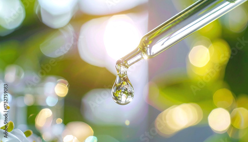 Essence of Science: A captivating close-up of a pipette dispensing a single drop of clear liquid, showcasing the essence of scientific discovery.