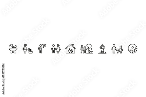 Business and marketing line icons set. Vector collection of thin line symbols for startup, strategy, data analysis, finance, teamwork, growth, and management. Infographic elements.