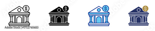 Bank  Icon Set Multiple Style Collection
