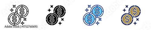 Coin  Icon Set Multiple Style Collection