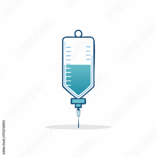 Handdrawn illustration of an IV drip bag for medical use.