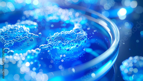 Microscopic Wonders: An up-close view of vibrant, cellular structures within a petri dish, embodying the cutting-edge field of science and biology.