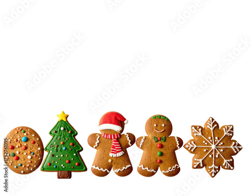 Wallpaper Mural Festive holiday cookies gingerbread people, tree, snowflake, and decorated round cookie Torontodigital.ca